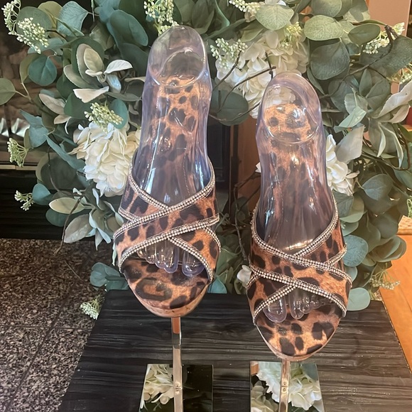Guess Cork Wedge Sandals, Animal Print, Size 9 - Picture 1 of 5